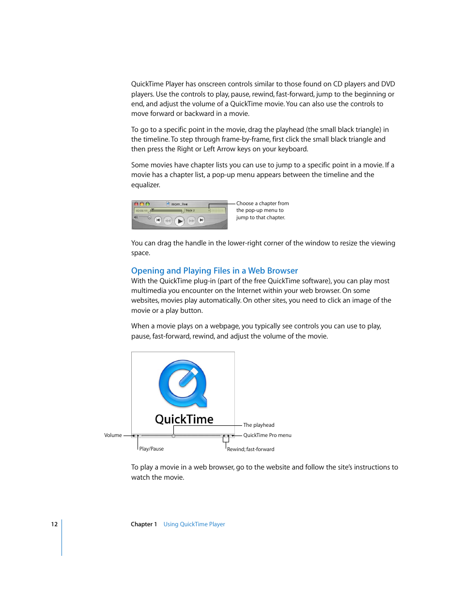 Opening and playing files in a web browser | Apple QuickTime 7 User Manual | Page 12 / 62