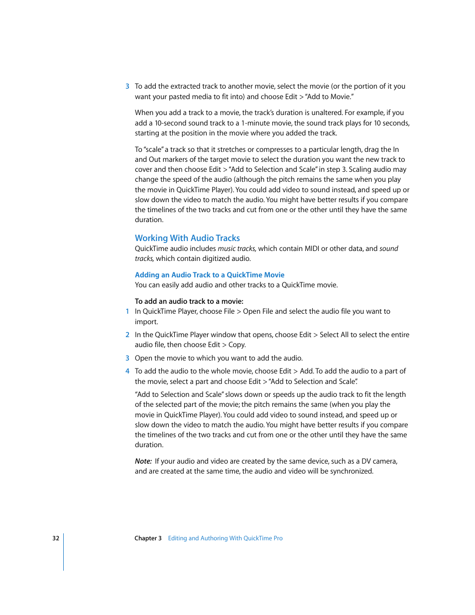 Working with audio tracks | Apple QuickTime 7 User Manual | Page 32 / 62
