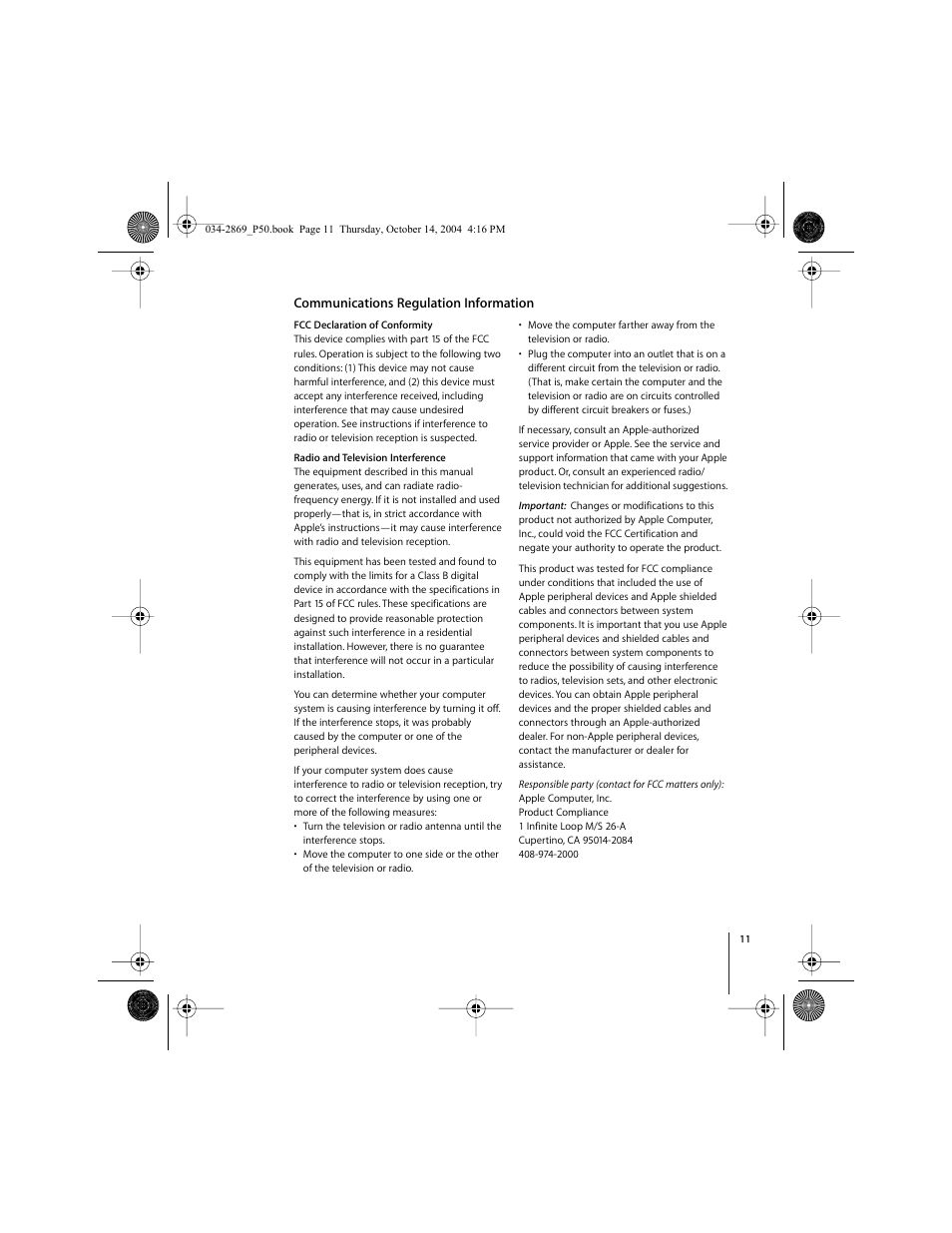 Communications regulation information | Apple AirPort Extreme Card User Manual | Page 11 / 12