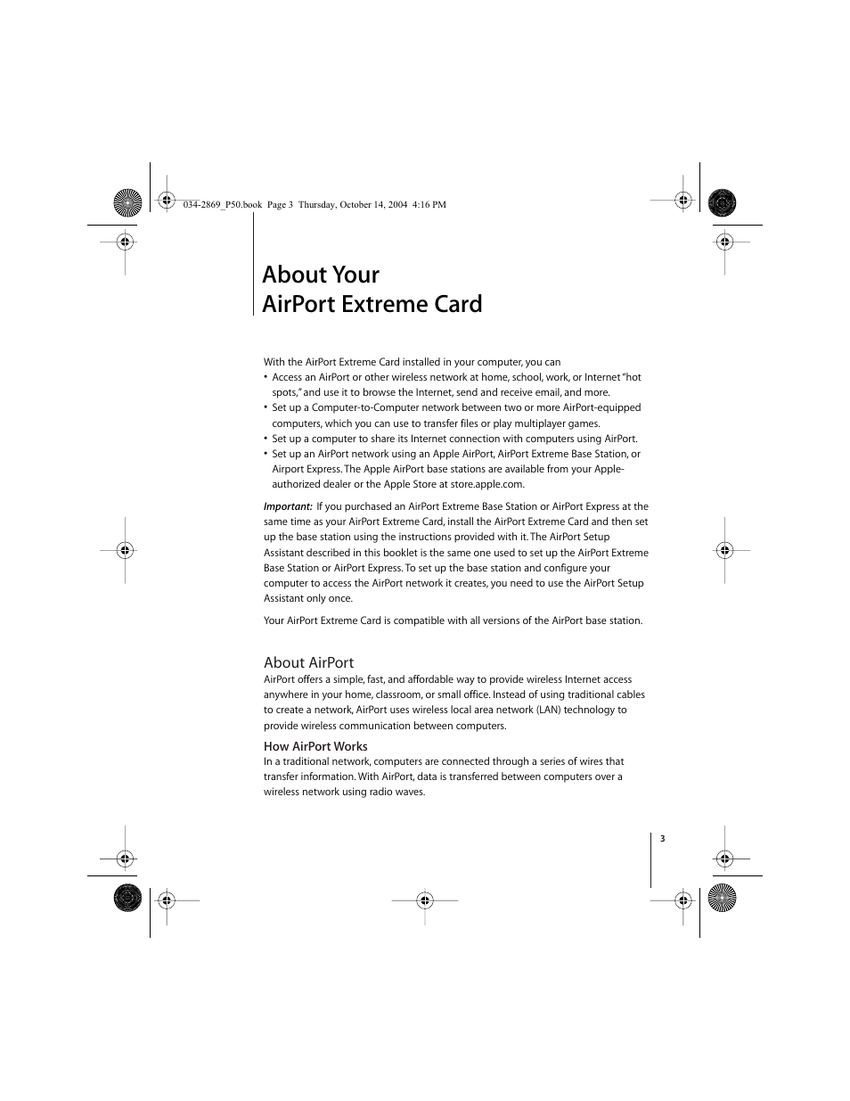 About your airport extreme card, About airport | Apple AirPort Extreme Card User Manual | Page 3 / 12