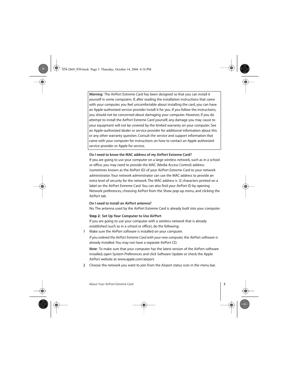 Apple AirPort Extreme Card User Manual | Page 5 / 12