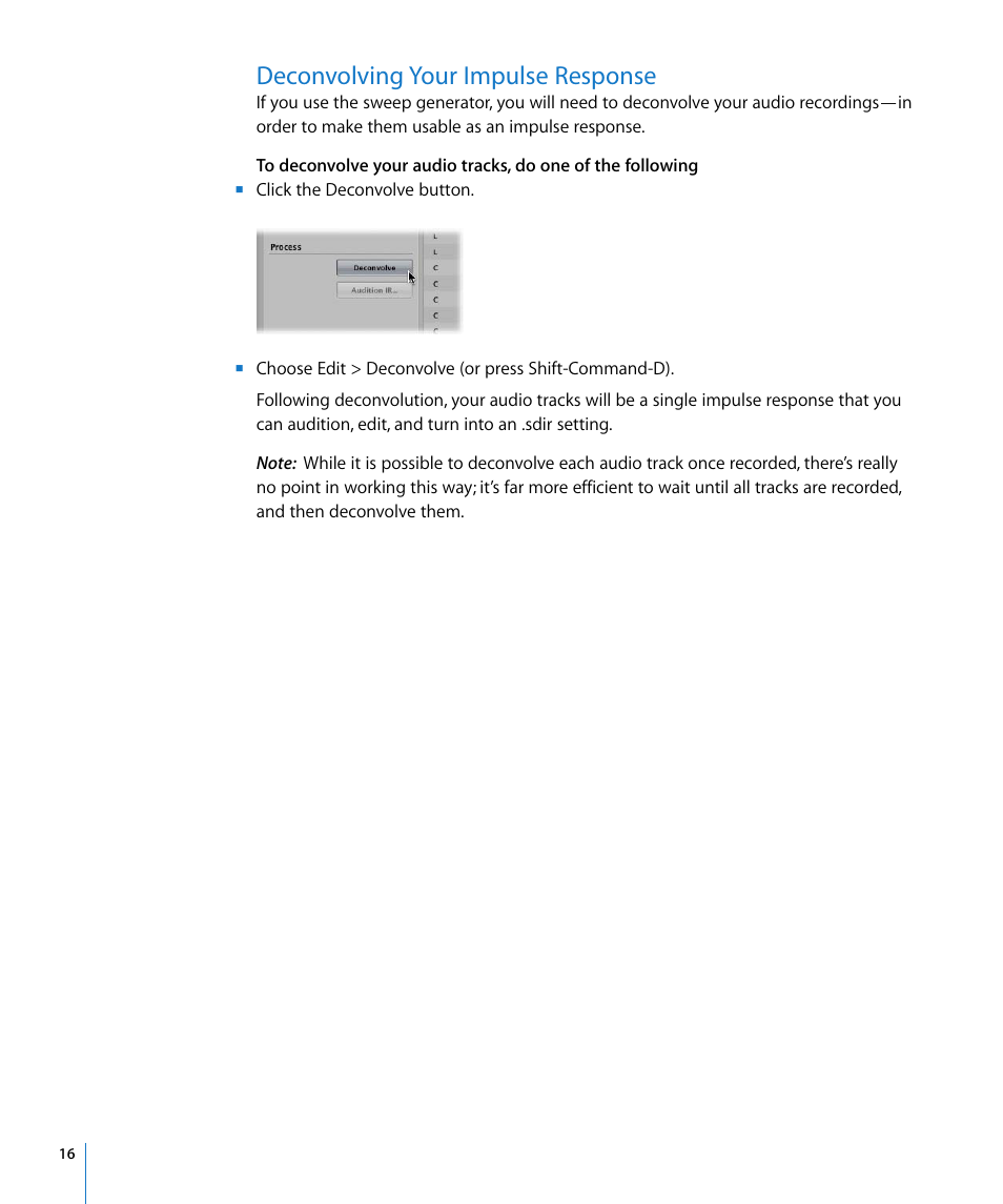 Deconvolving your impulse response | Apple Impulse Response Utility User Manual | Page 16 / 32