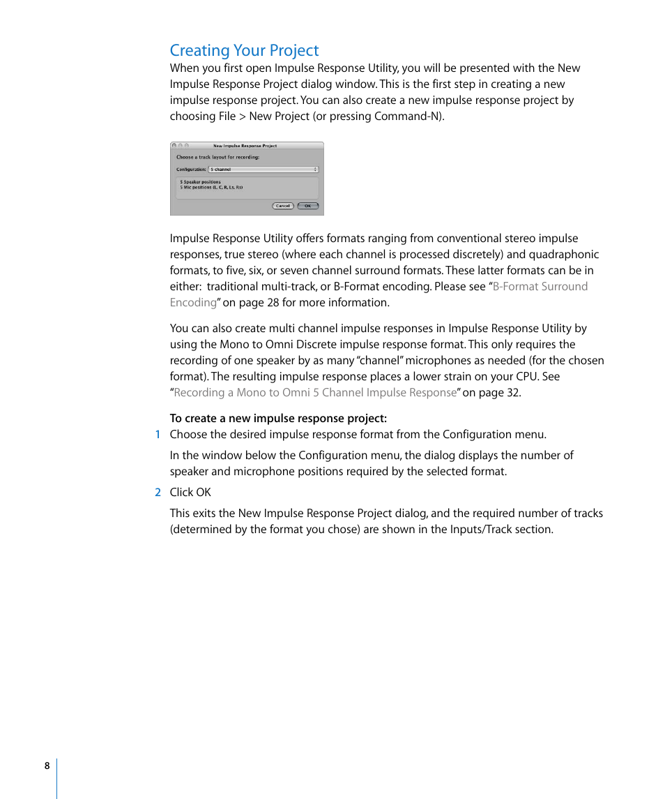 Creating your project | Apple Impulse Response Utility User Manual | Page 8 / 32