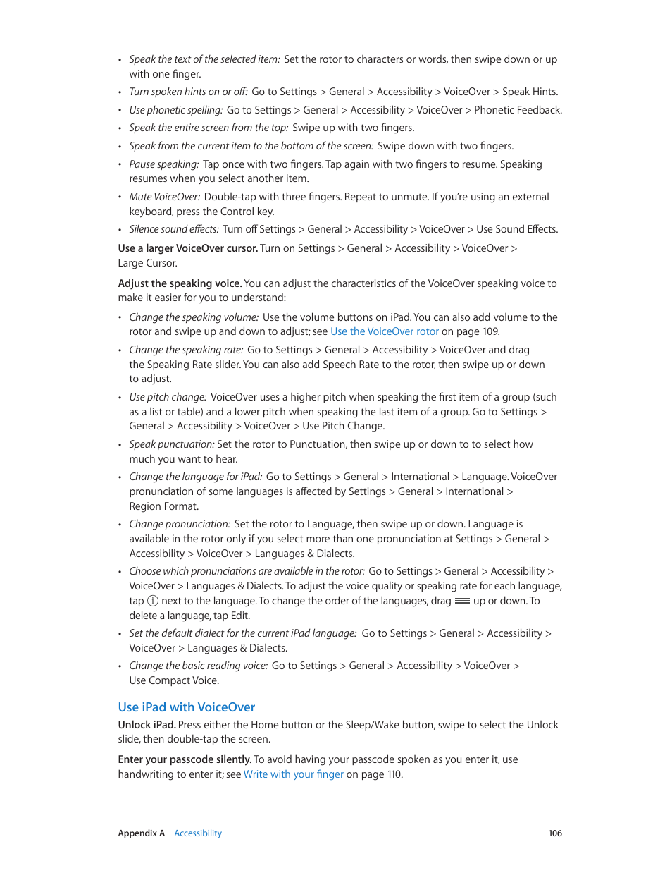 Use ipad with voiceover | Apple iPad iOS 7.1 User Manual | Page 106 / 140