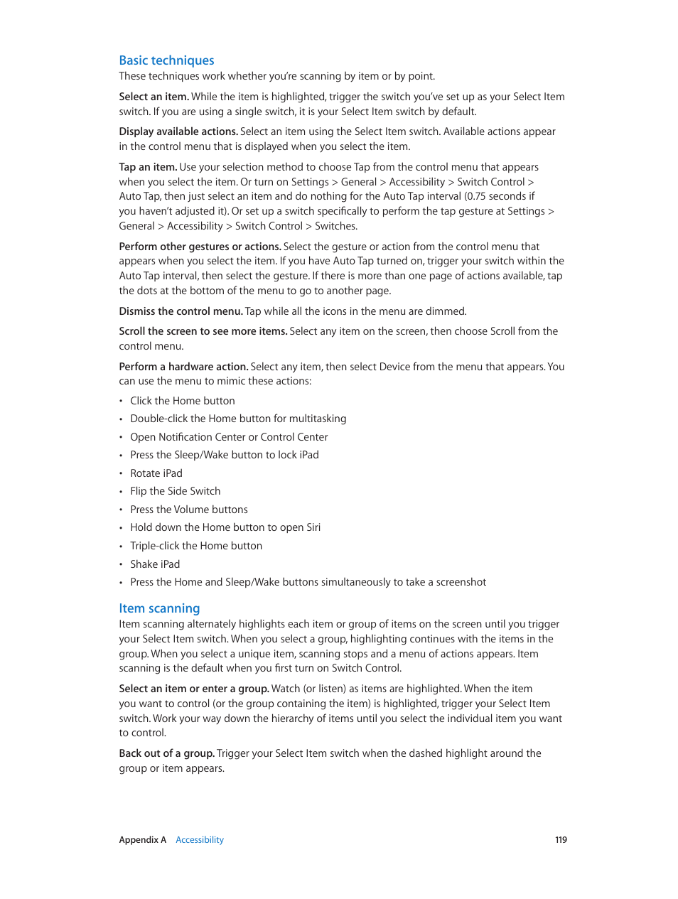 Basic techniques, Item scanning | Apple iPad iOS 7.1 User Manual | Page 119 / 140