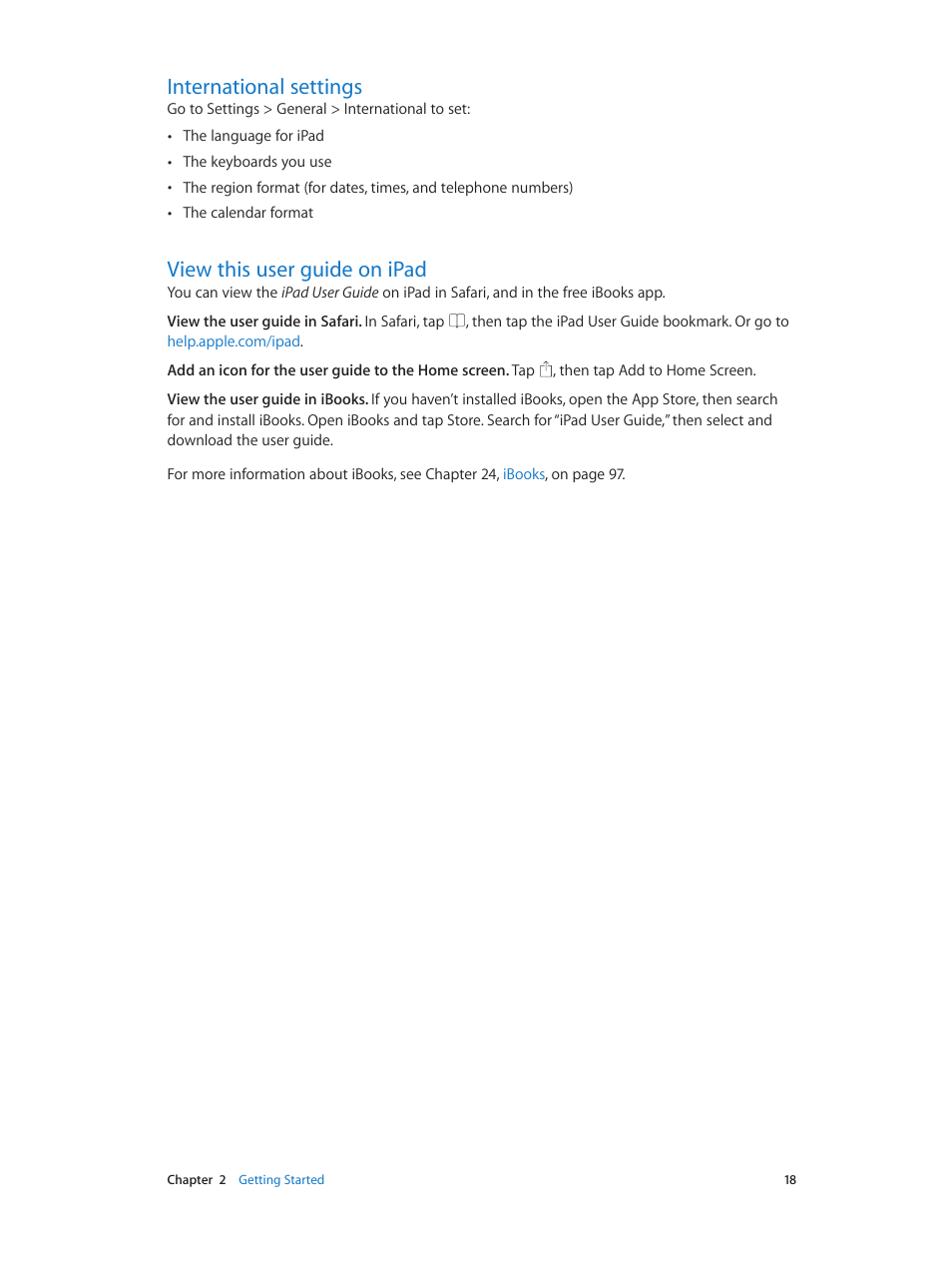 International settings, View this user guide on ipad | Apple iPad iOS 7.1 User Manual | Page 18 / 140