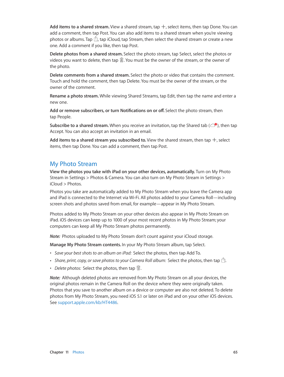 My photo stream, 65 my photo stream | Apple iPad iOS 7.1 User Manual | Page 65 / 140