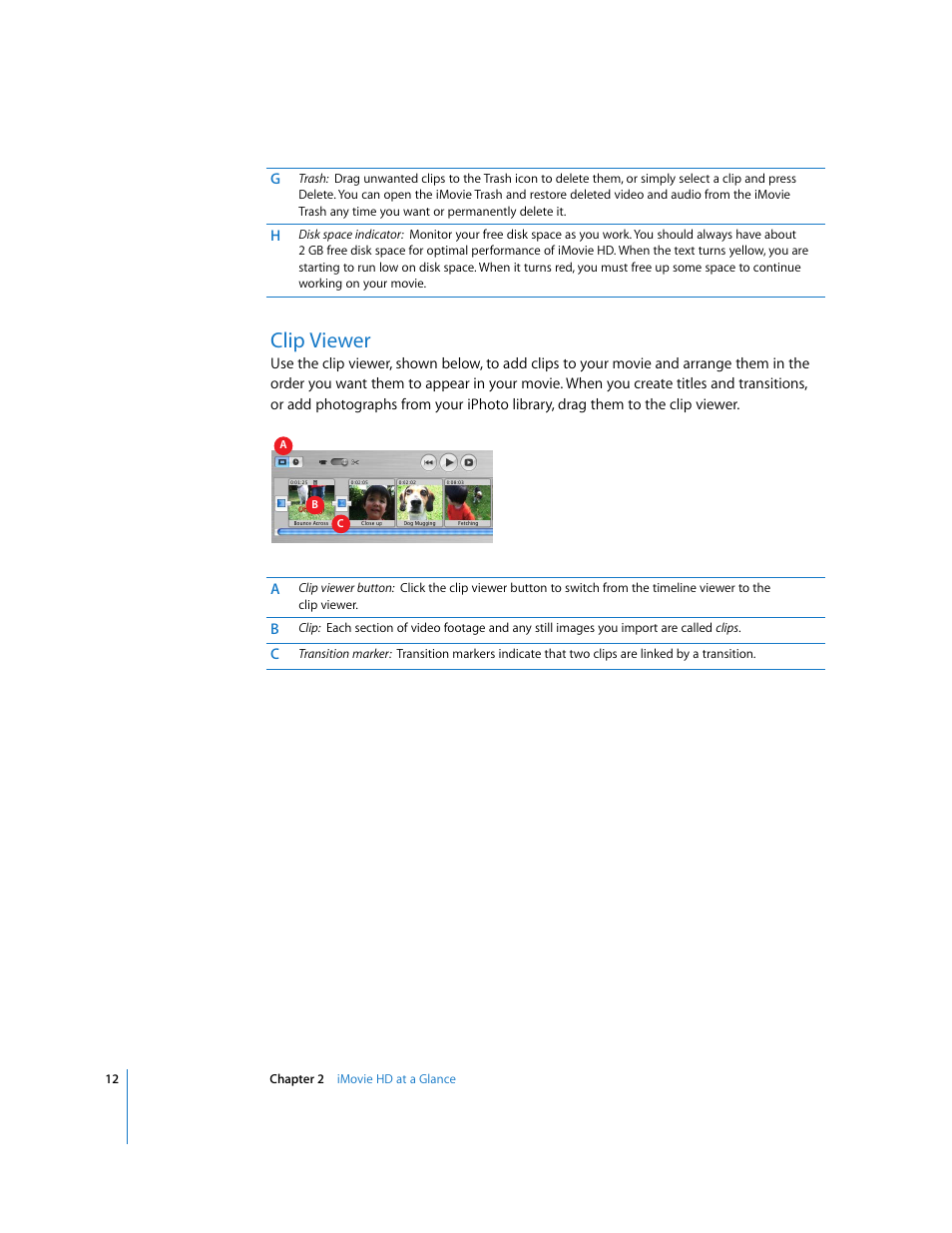 Clip viewer | Apple iMovie HD User Manual | Page 12 / 83