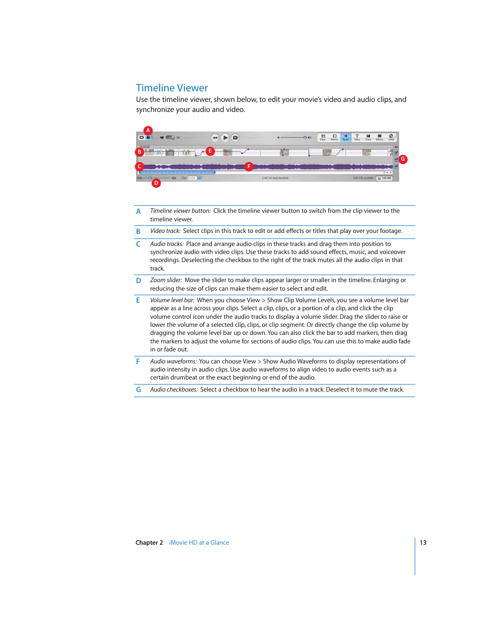 Timeline viewer | Apple iMovie HD User Manual | Page 13 / 83