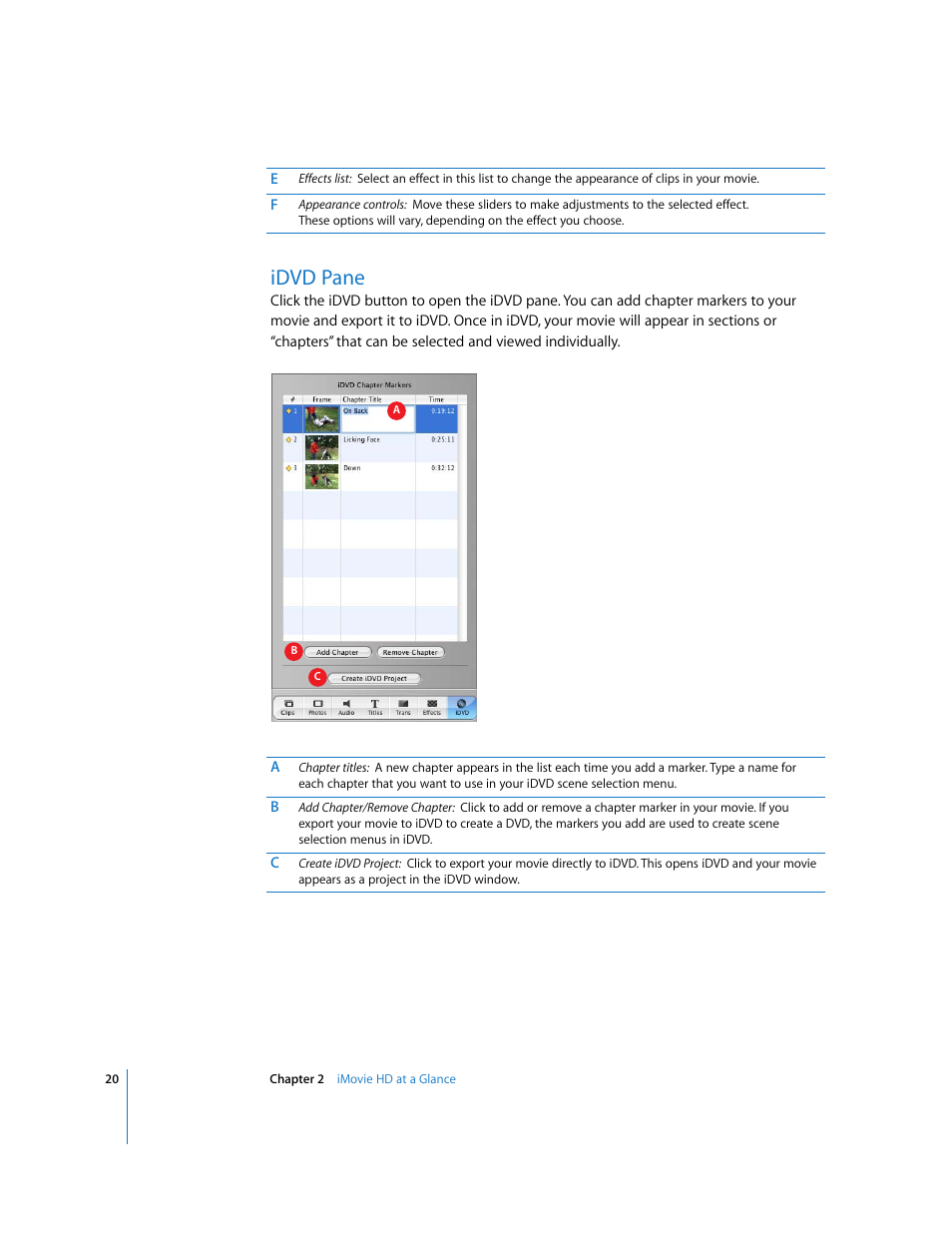 Idvd pane | Apple iMovie HD User Manual | Page 20 / 83