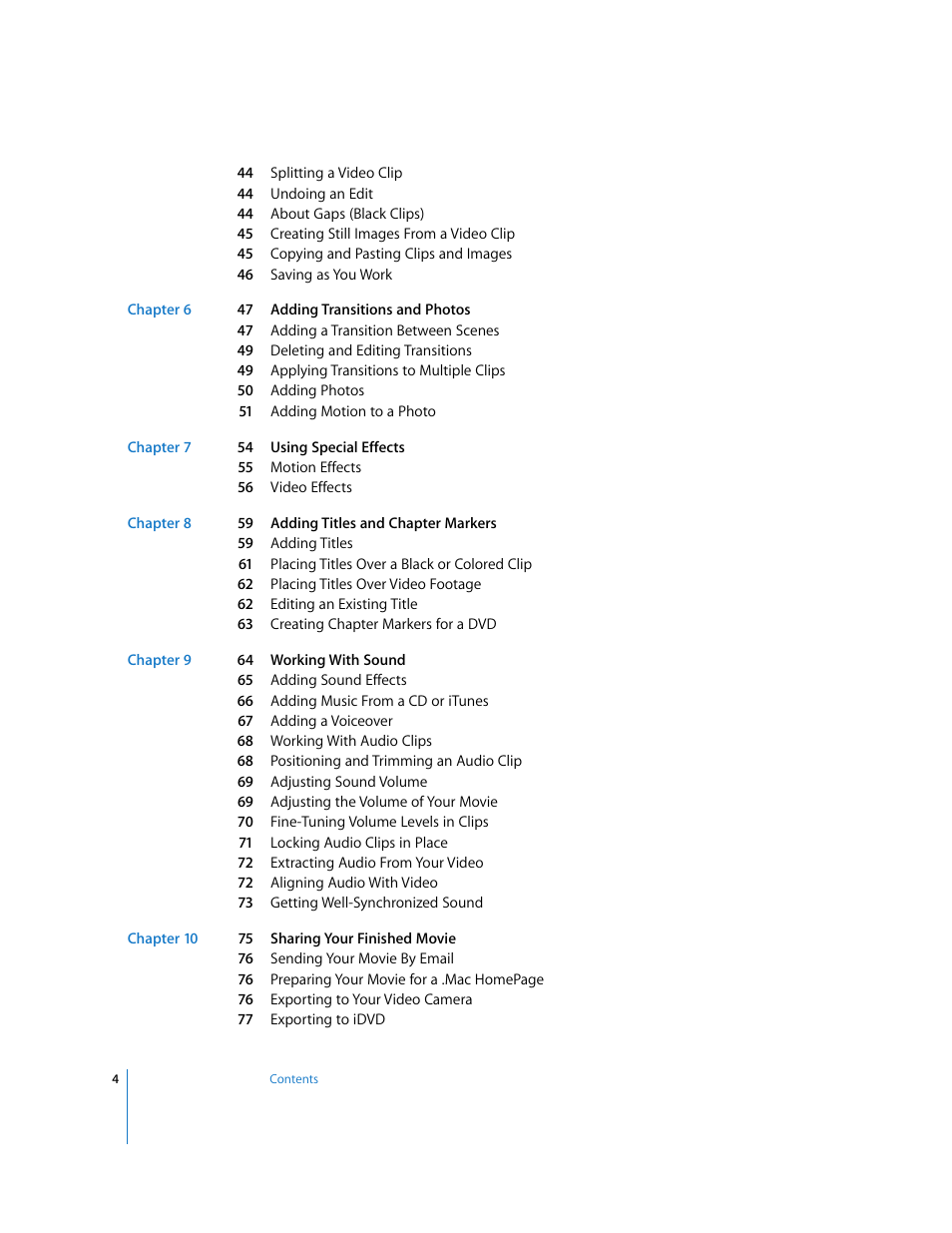 Apple iMovie HD User Manual | Page 4 / 83