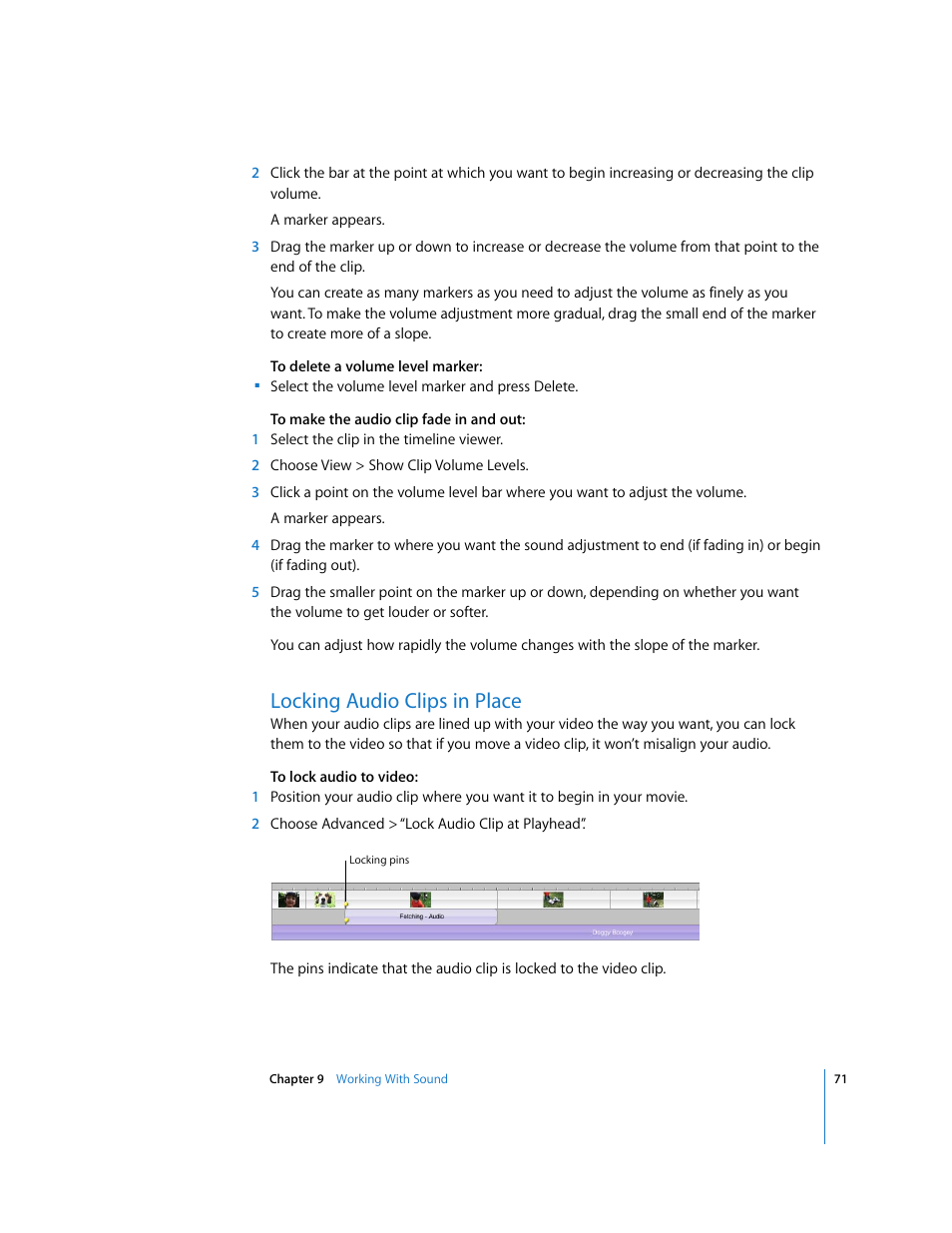 Locking audio clips in place | Apple iMovie HD User Manual | Page 71 / 83