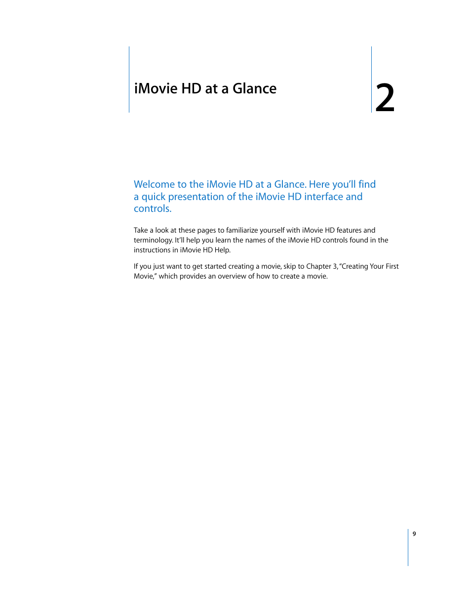 Imovie hd at a glance, Chapter | Apple iMovie HD User Manual | Page 9 / 83