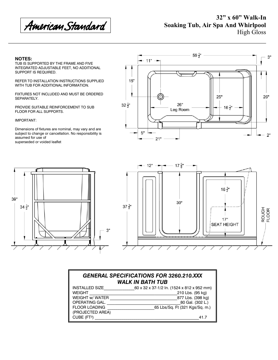 American Standard 3260.210.WXX User Manual | Page 2 / 2