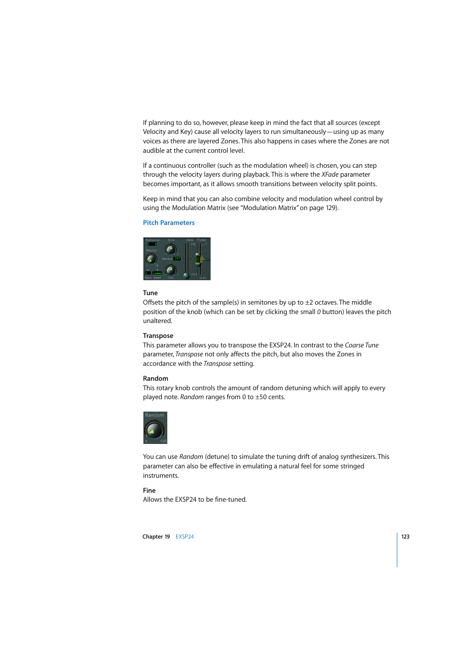 Pitch parameters | Apple Logic Express 7 User Manual | Page 123 / 167