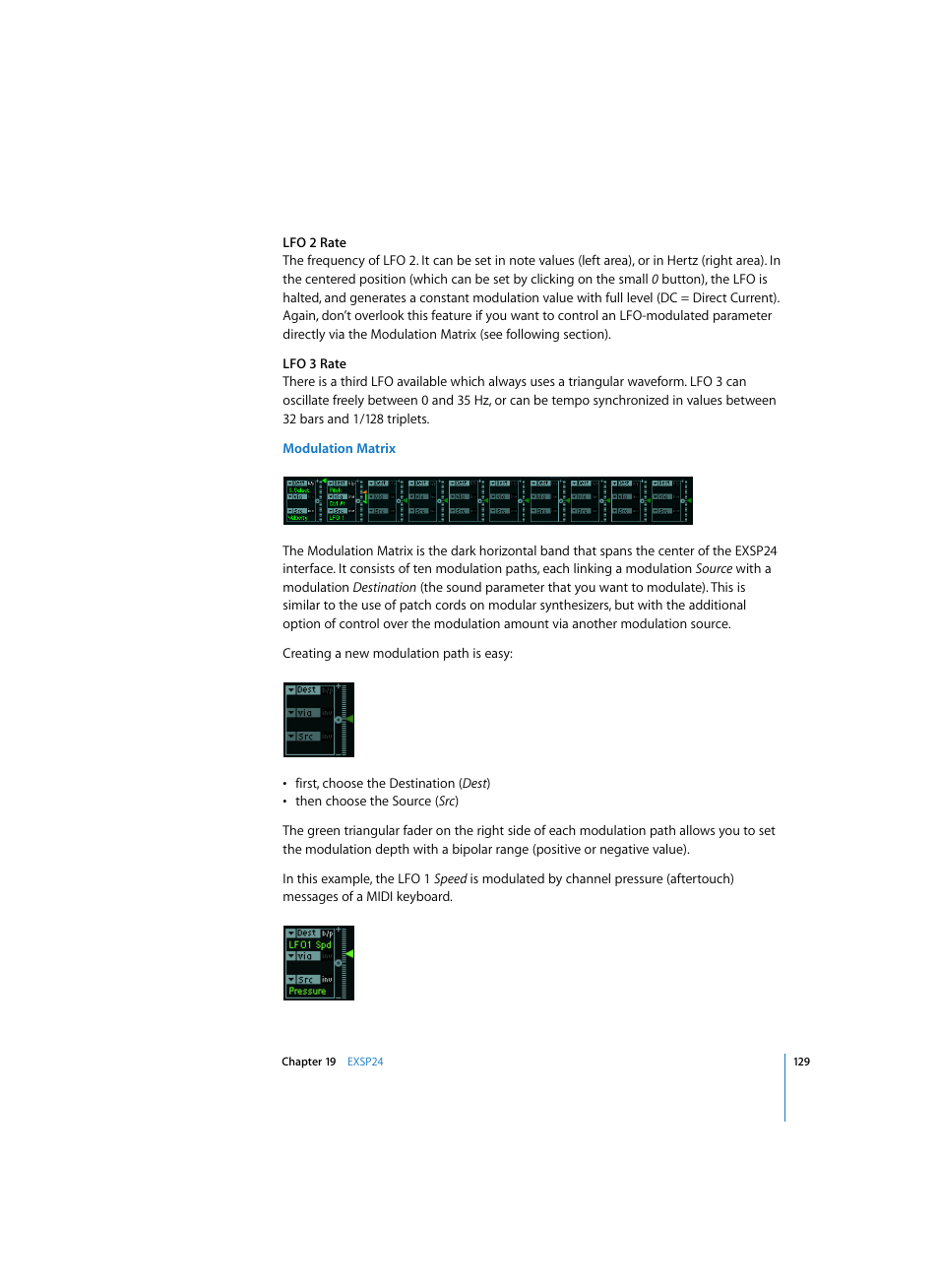 Modulation matrix | Apple Logic Express 7 User Manual | Page 129 / 167