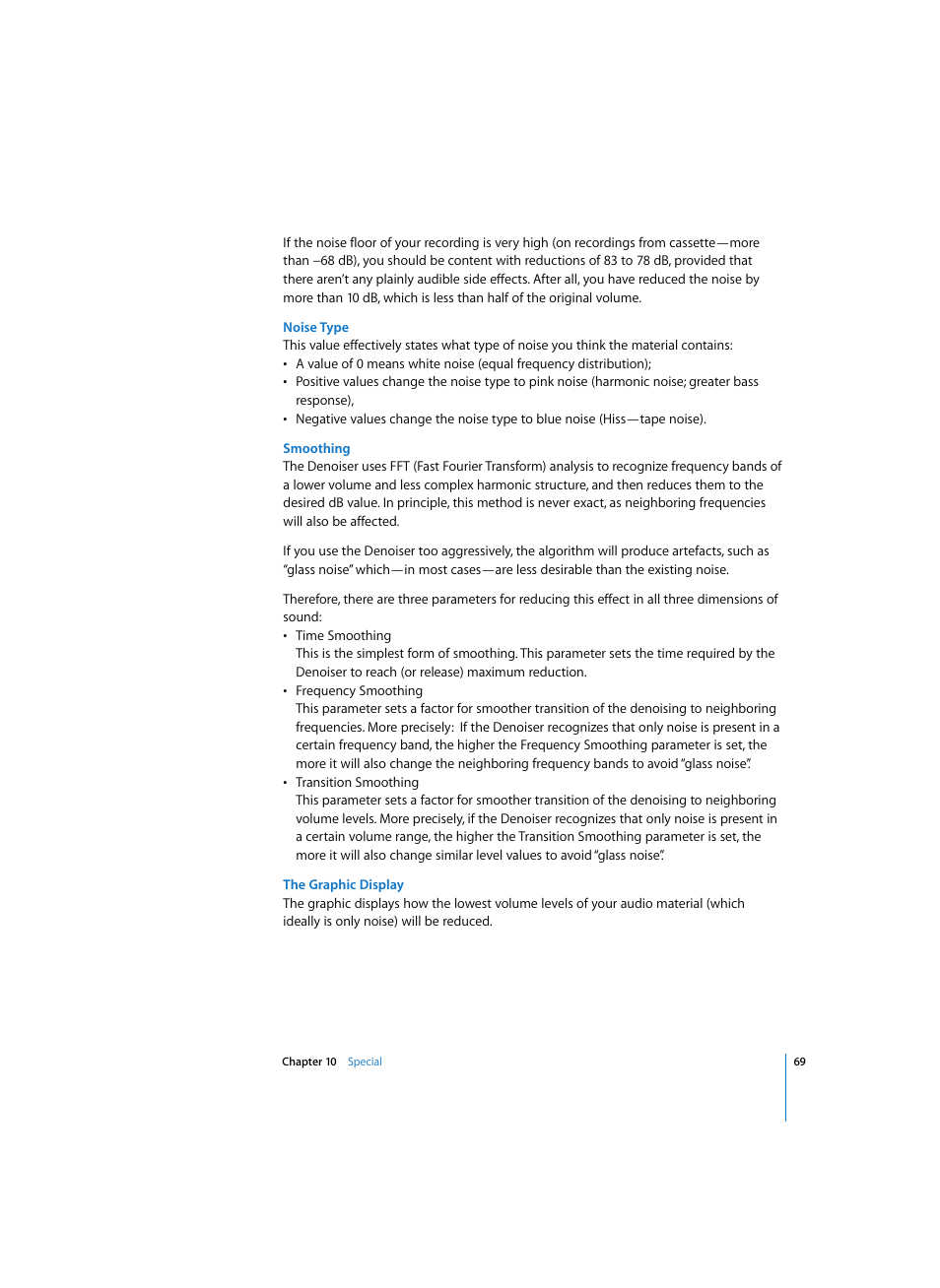 Noise type, Smoothing, The graphic display | Apple Logic Express 7 User Manual | Page 69 / 167