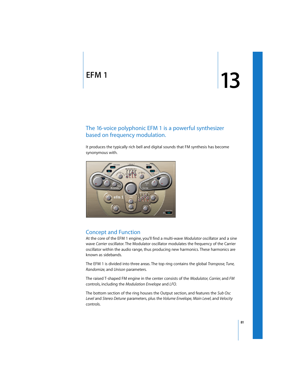 Efm 1, Concept and function, Chapter | Apple Logic Express 7 User Manual | Page 81 / 167