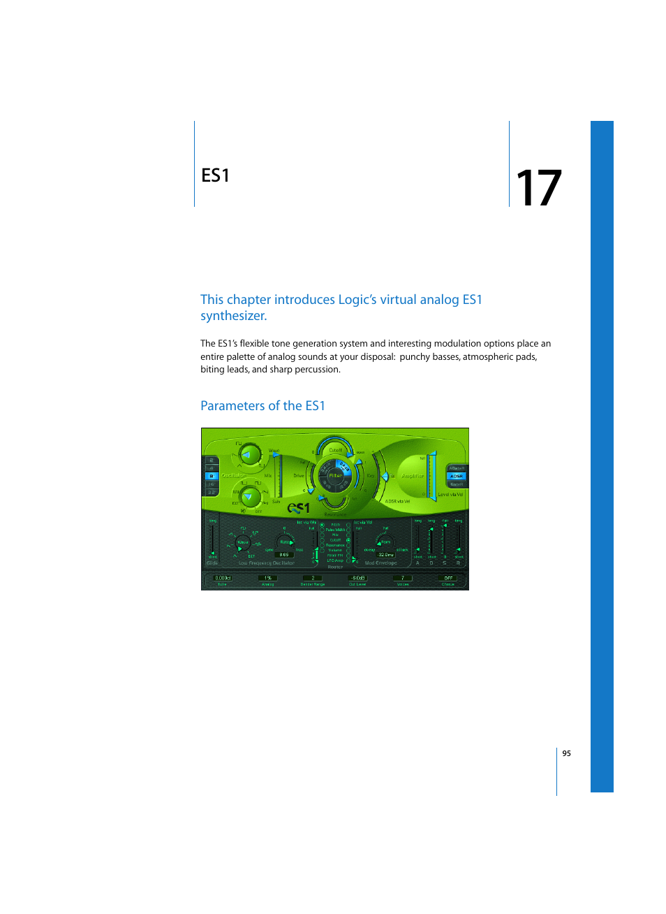 Parameters of the es1, Chapter | Apple Logic Express 7 User Manual | Page 95 / 167