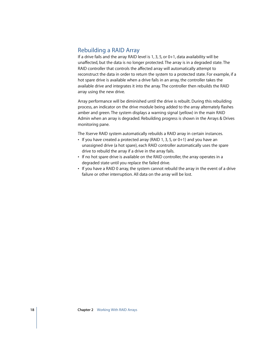 Rebuilding a raid array | Apple Xserve RAID: Using RAID 1.2 Admin and Disk Utility User Manual | Page 18 / 43
