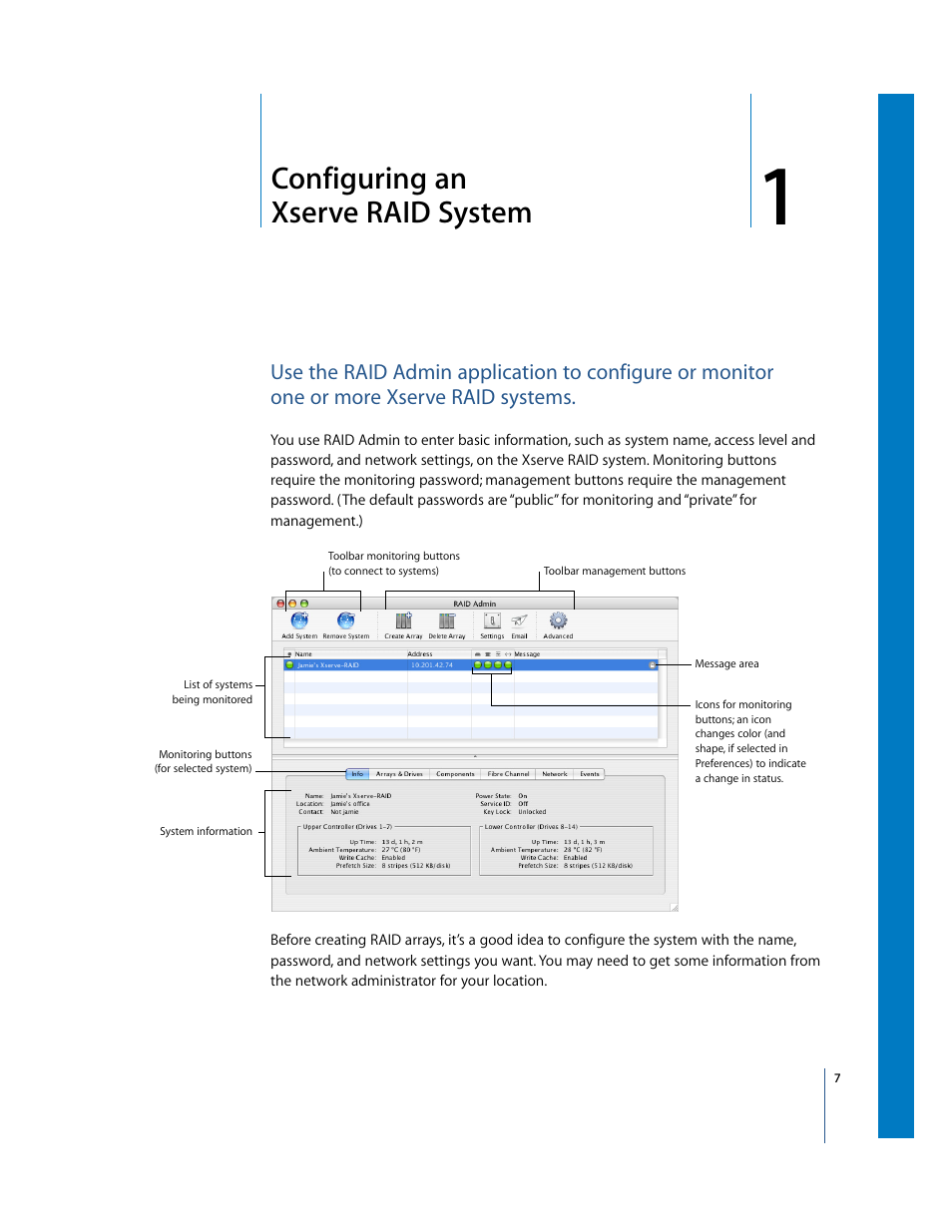 Configuring an xserveraidsystem, Configuring an xserve raid system | Apple Xserve RAID: Using RAID 1.2 Admin and Disk Utility User Manual | Page 7 / 43