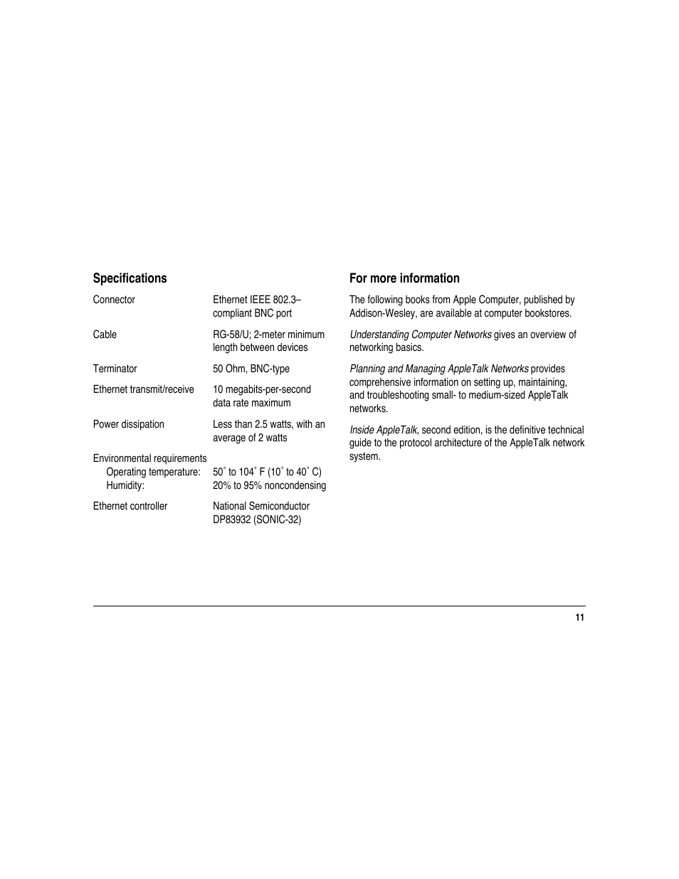 Apple Ethernet CS Thin Coax Card User Manual | Page 15 / 16