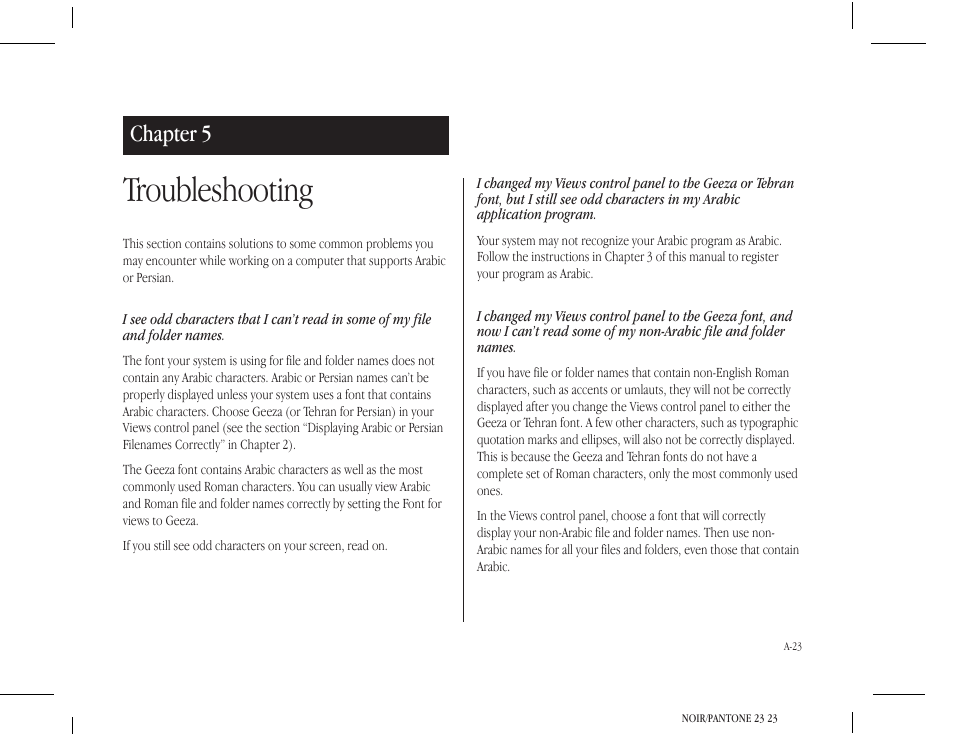 Troubleshooting, Chapter 5 | Apple Macintosh Arabic Language Kit User Manual | Page 26 / 28