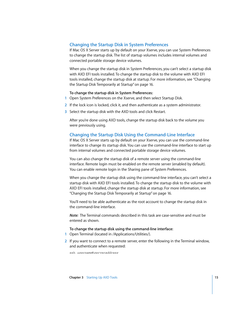 Changing the startup disk in system preferences | Apple Xserve - Apple Xserve Diagnostics (Version 3X103) User Manual | Page 15 / 39