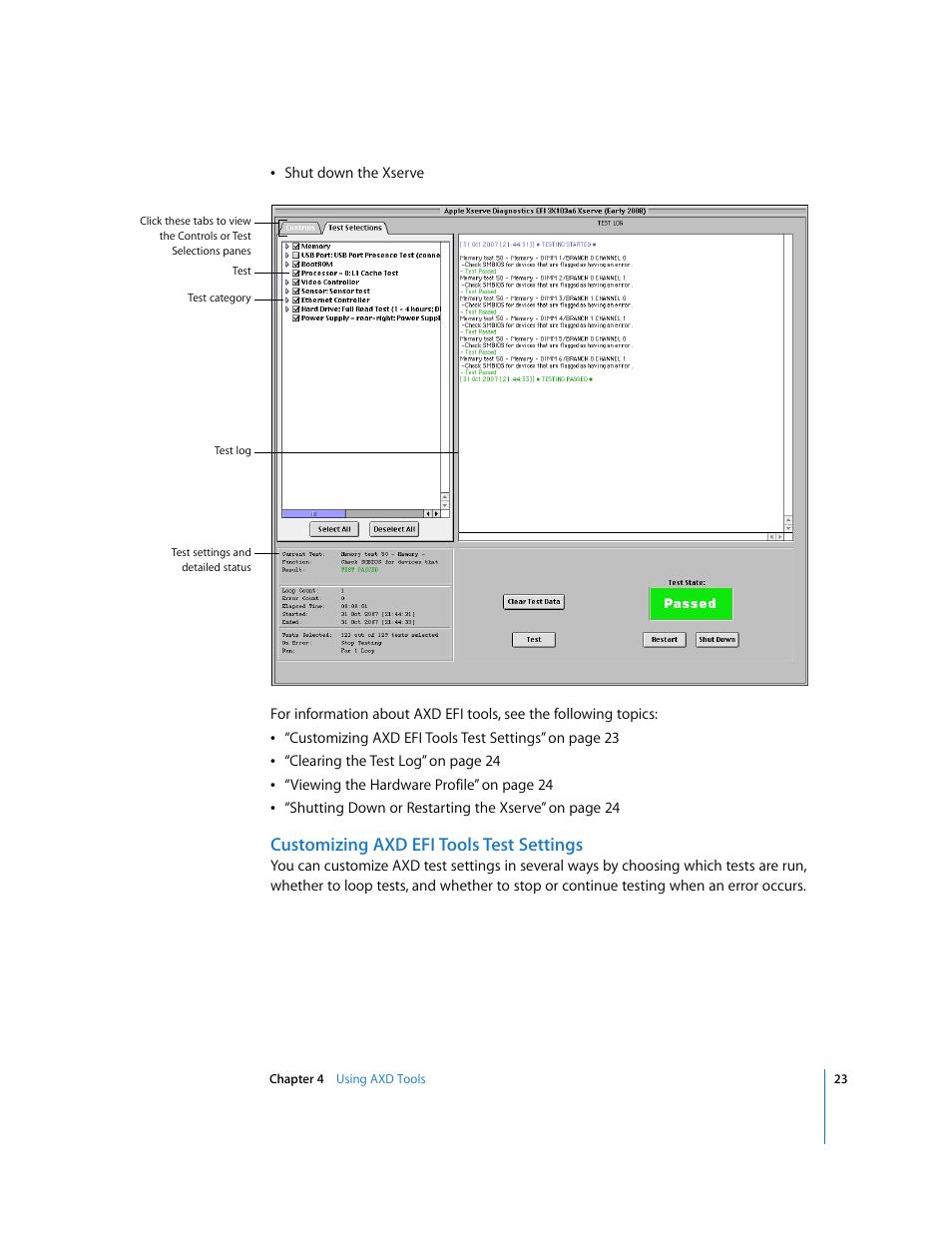 Customizing axd efi tools test settings | Apple Xserve - Apple Xserve Diagnostics (Version 3X103) User Manual | Page 23 / 39