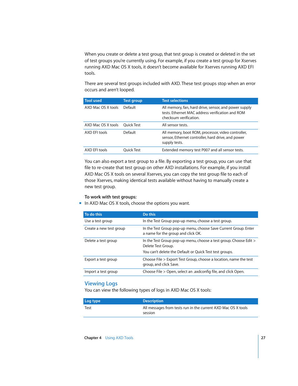 Viewing logs | Apple Xserve - Apple Xserve Diagnostics (Version 3X103) User Manual | Page 27 / 39