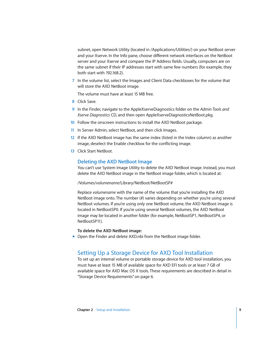 Deleting the axd netboot image | Apple Xserve - Apple Xserve Diagnostics (Version 3X103) User Manual | Page 9 / 39