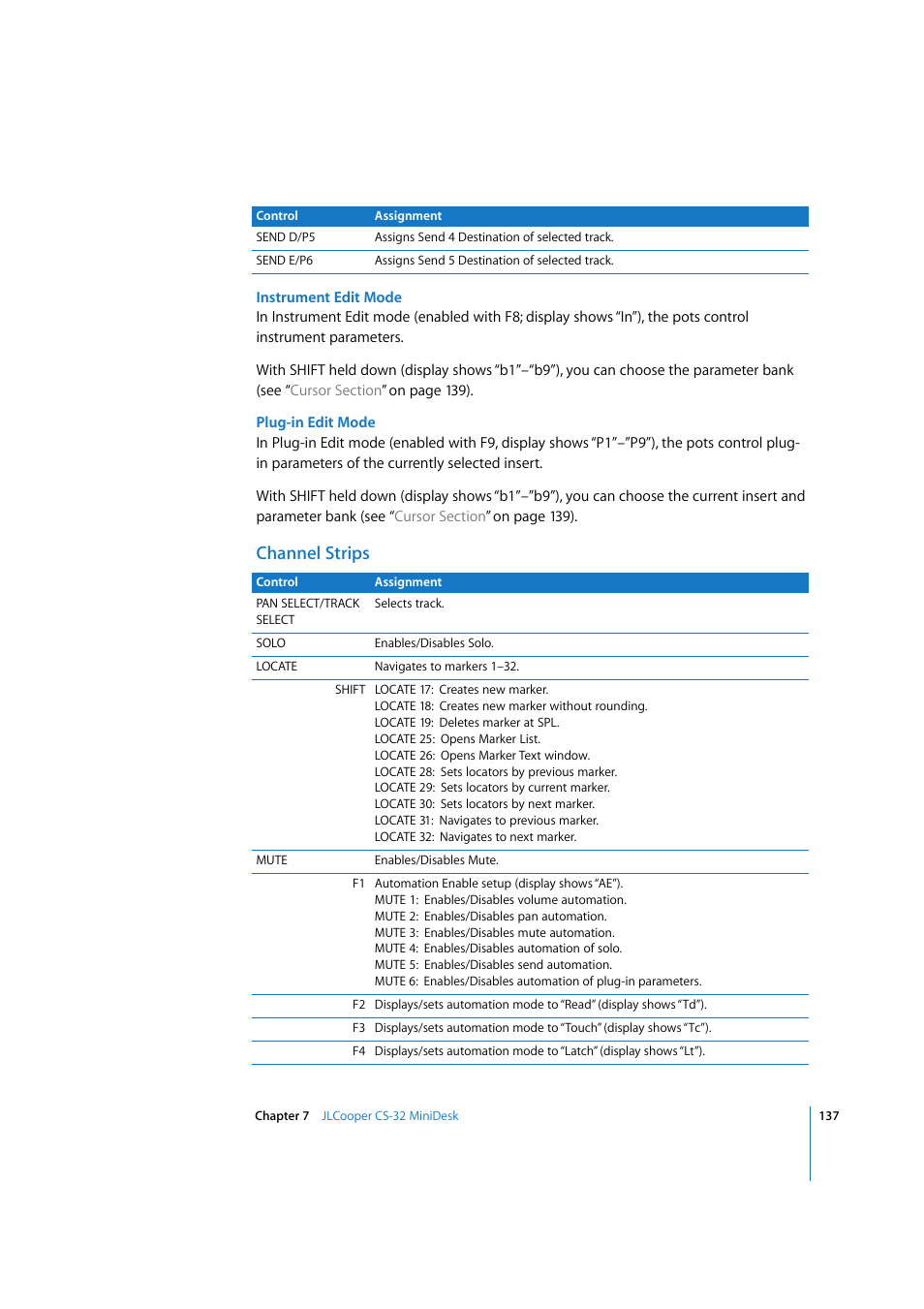 Channel strips | Apple Logic 7 User Manual | Page 137 / 255