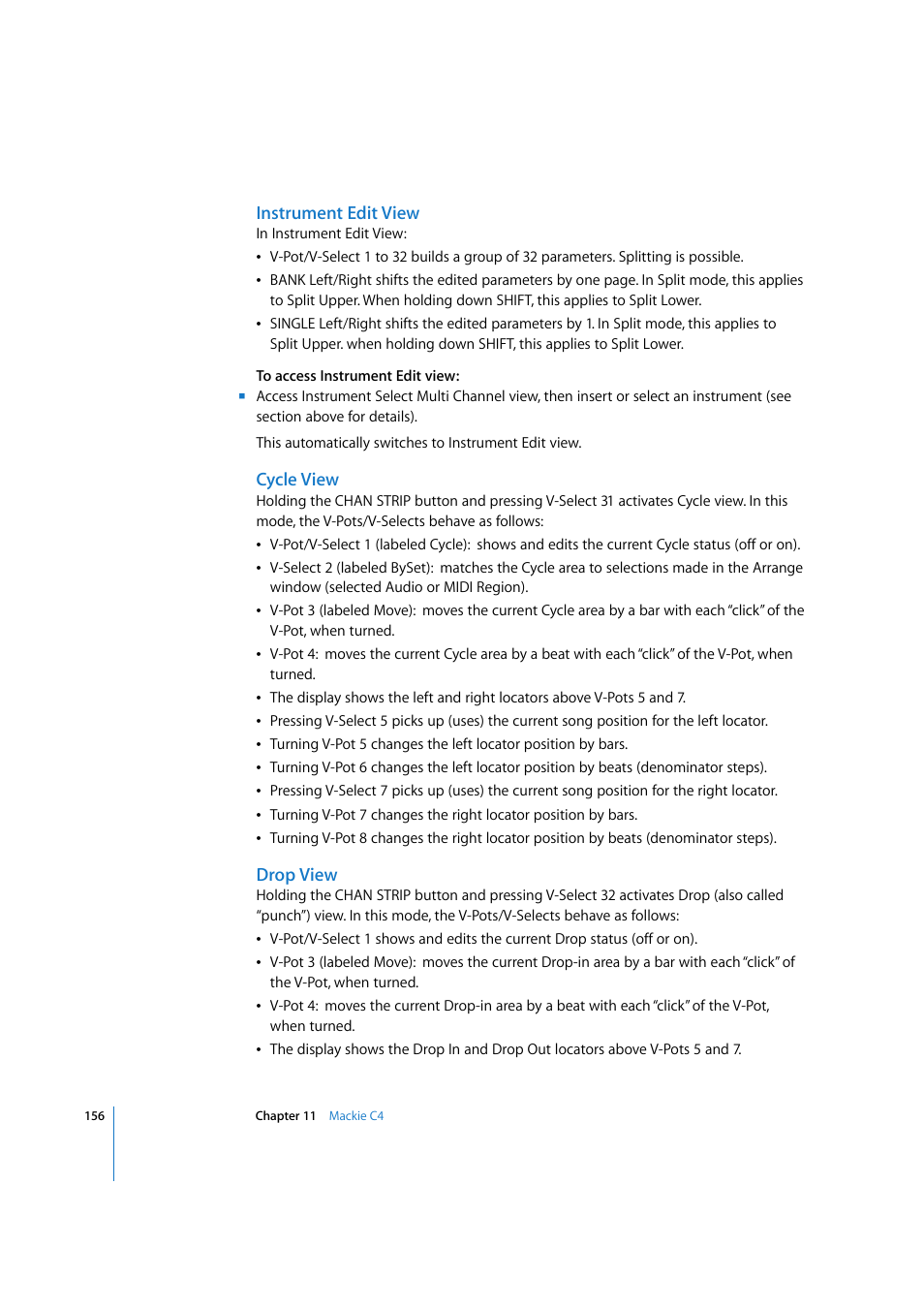 Instrument edit view, Cycle view, Drop view | Apple Logic 7 User Manual | Page 156 / 255