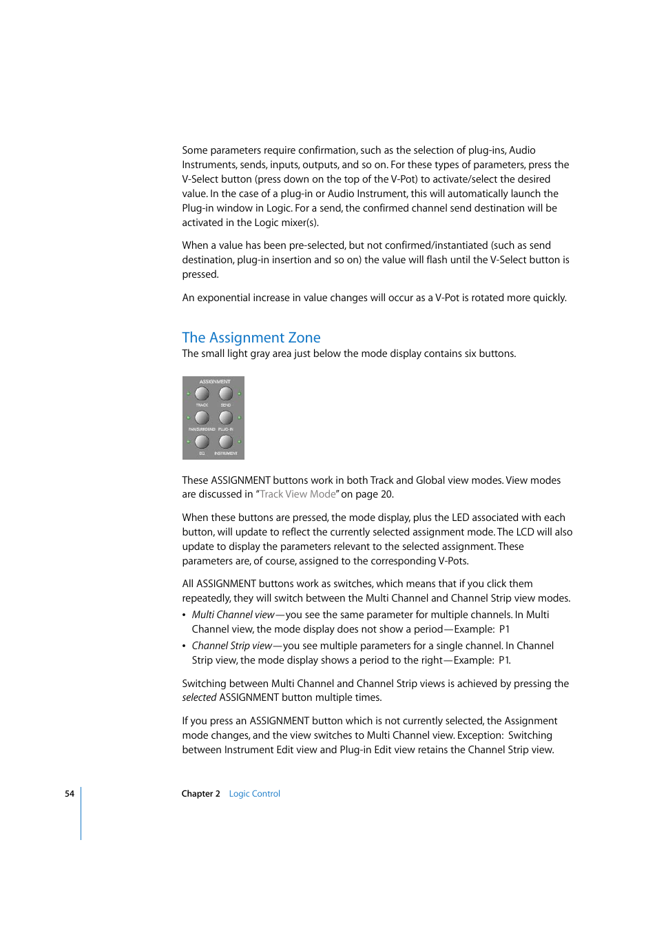 The assignment zone | Apple Logic 7 User Manual | Page 54 / 255