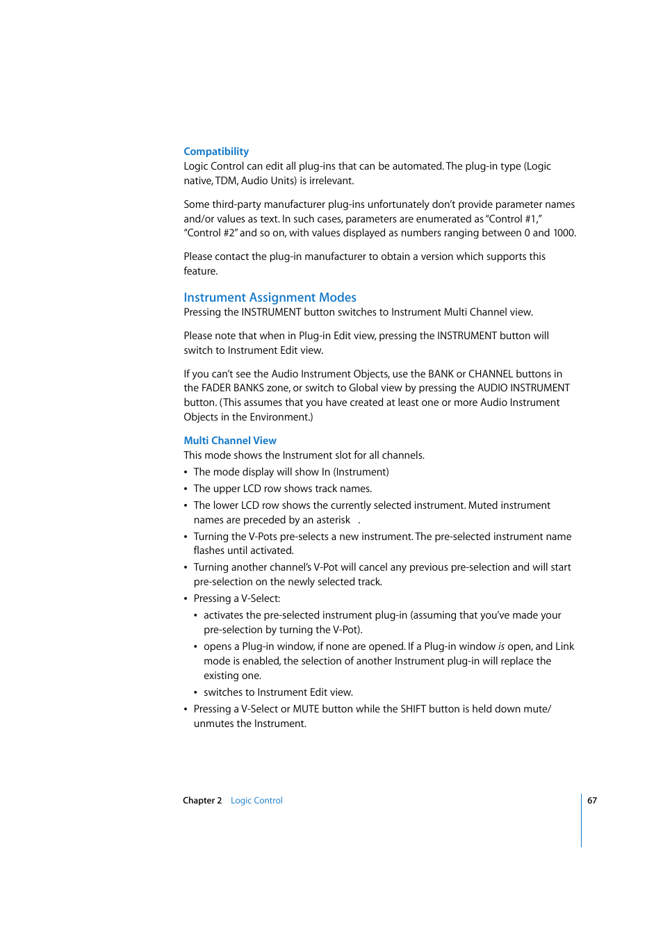 Instrument assignment modes | Apple Logic 7 User Manual | Page 67 / 255