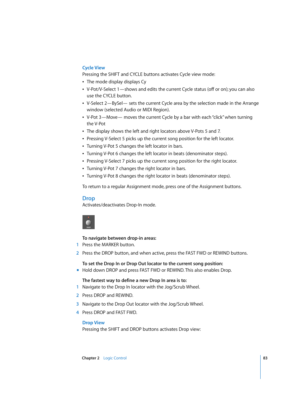 Drop | Apple Logic 7 User Manual | Page 83 / 255