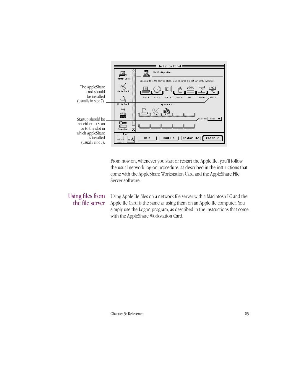 Using files from the file server | Apple IIe Card User Manual | Page 101 / 198