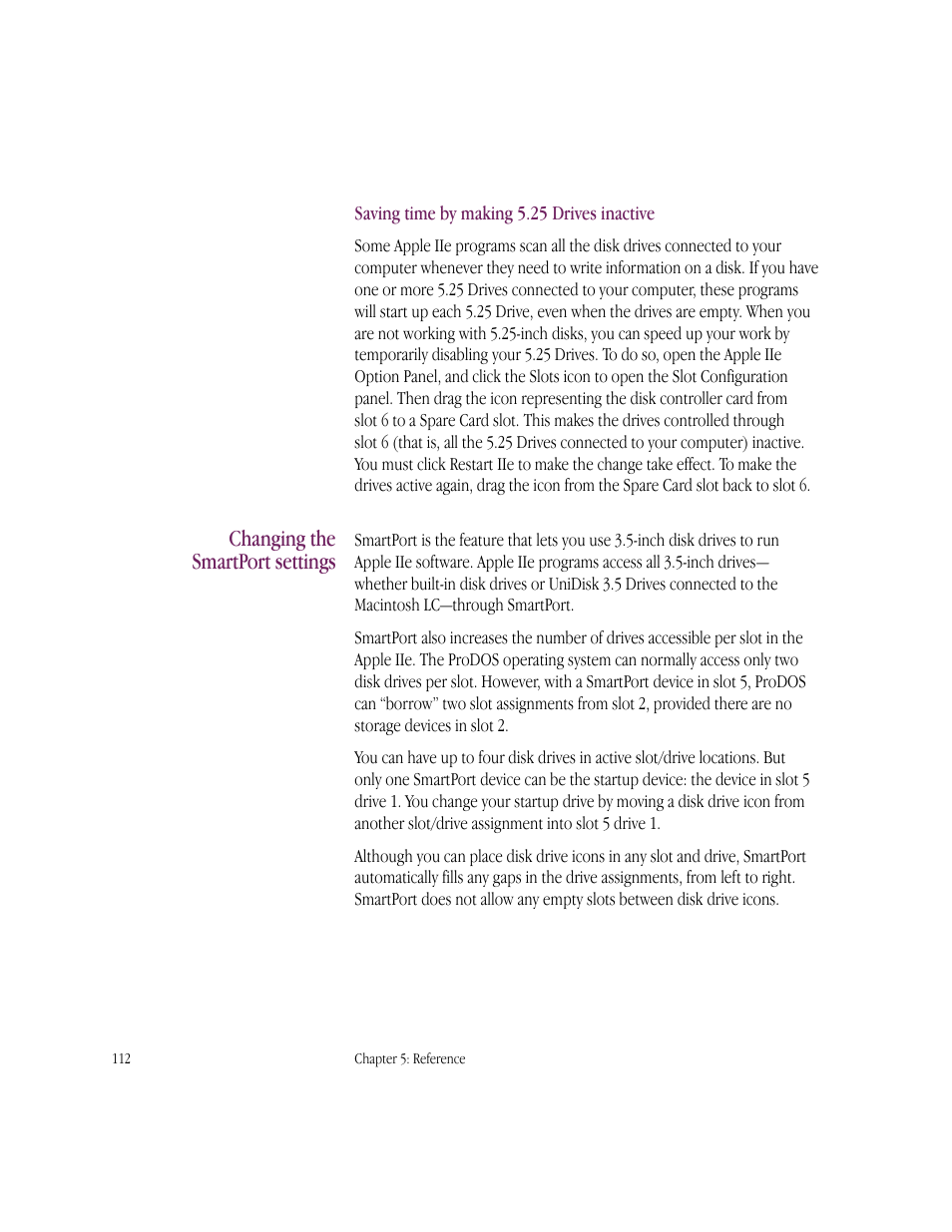 Changing the smartport settings | Apple IIe Card User Manual | Page 128 / 198