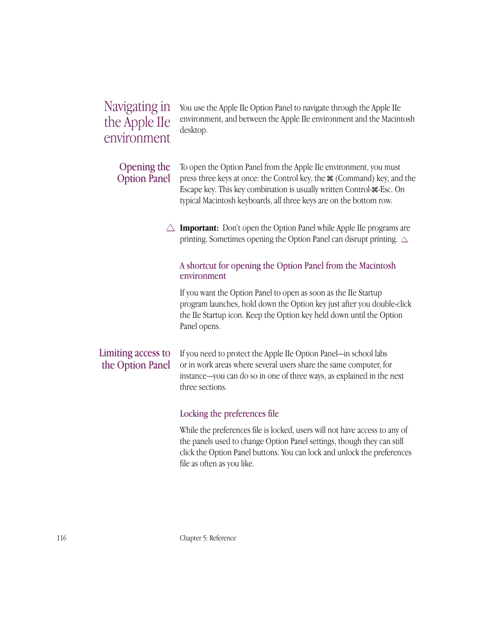 Navigating in the apple iie environment | Apple IIe Card User Manual | Page 132 / 198