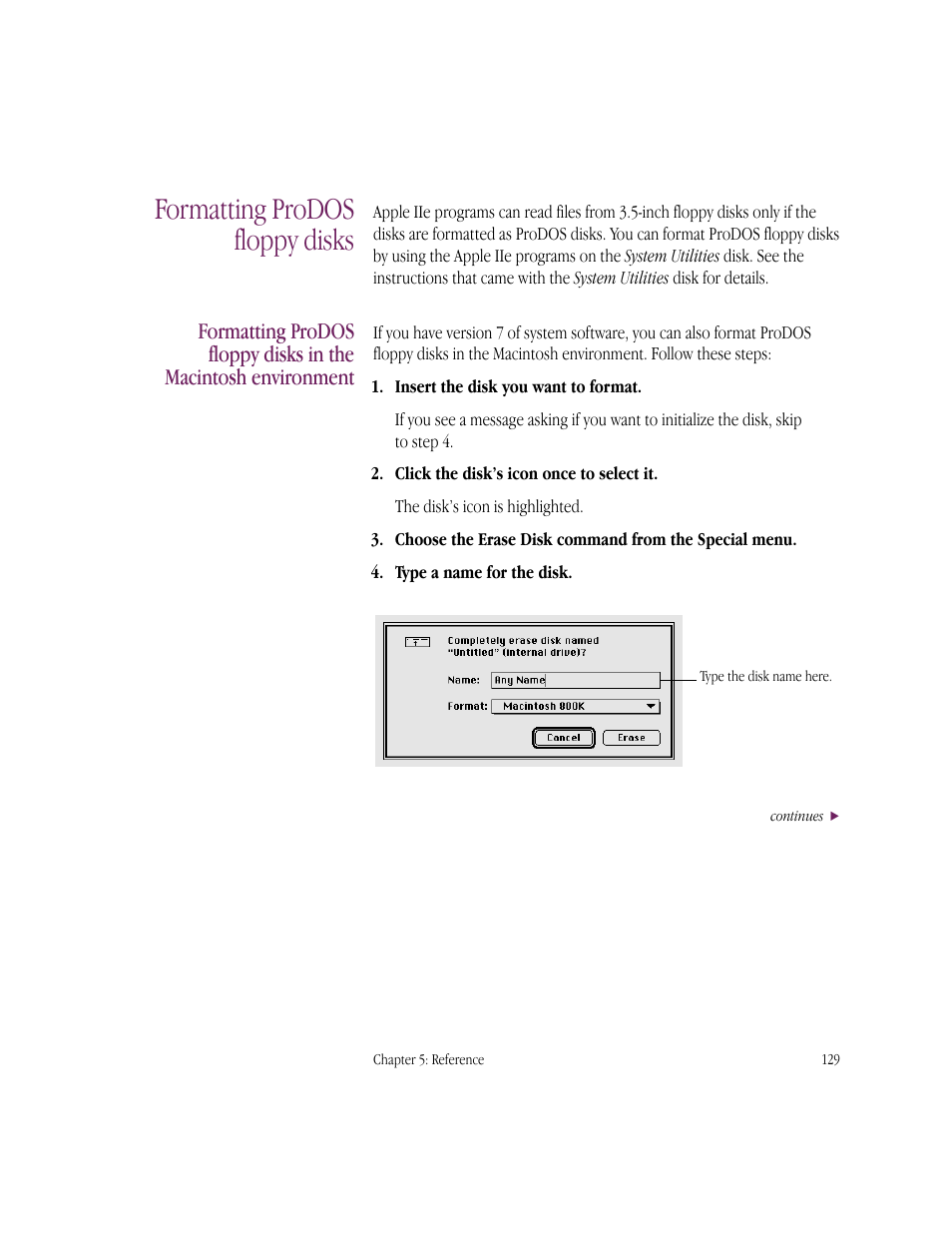 Formatting prodos floppy disks | Apple IIe Card User Manual | Page 145 / 198