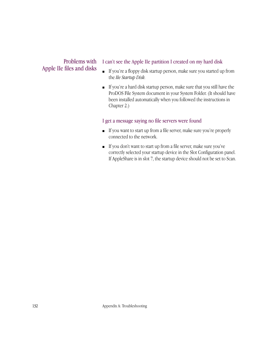 Problems with apple iie files and disks, I get a message saying no file servers were found | Apple IIe Card User Manual | Page 148 / 198