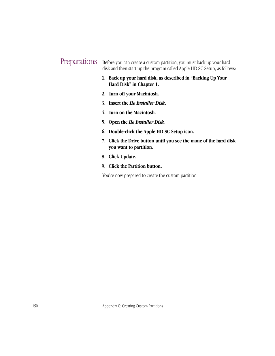 Preparations | Apple IIe Card User Manual | Page 166 / 198