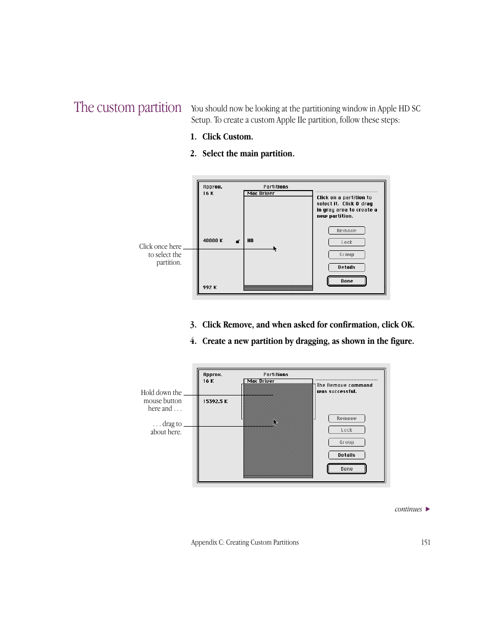 The custom partition | Apple IIe Card User Manual | Page 167 / 198