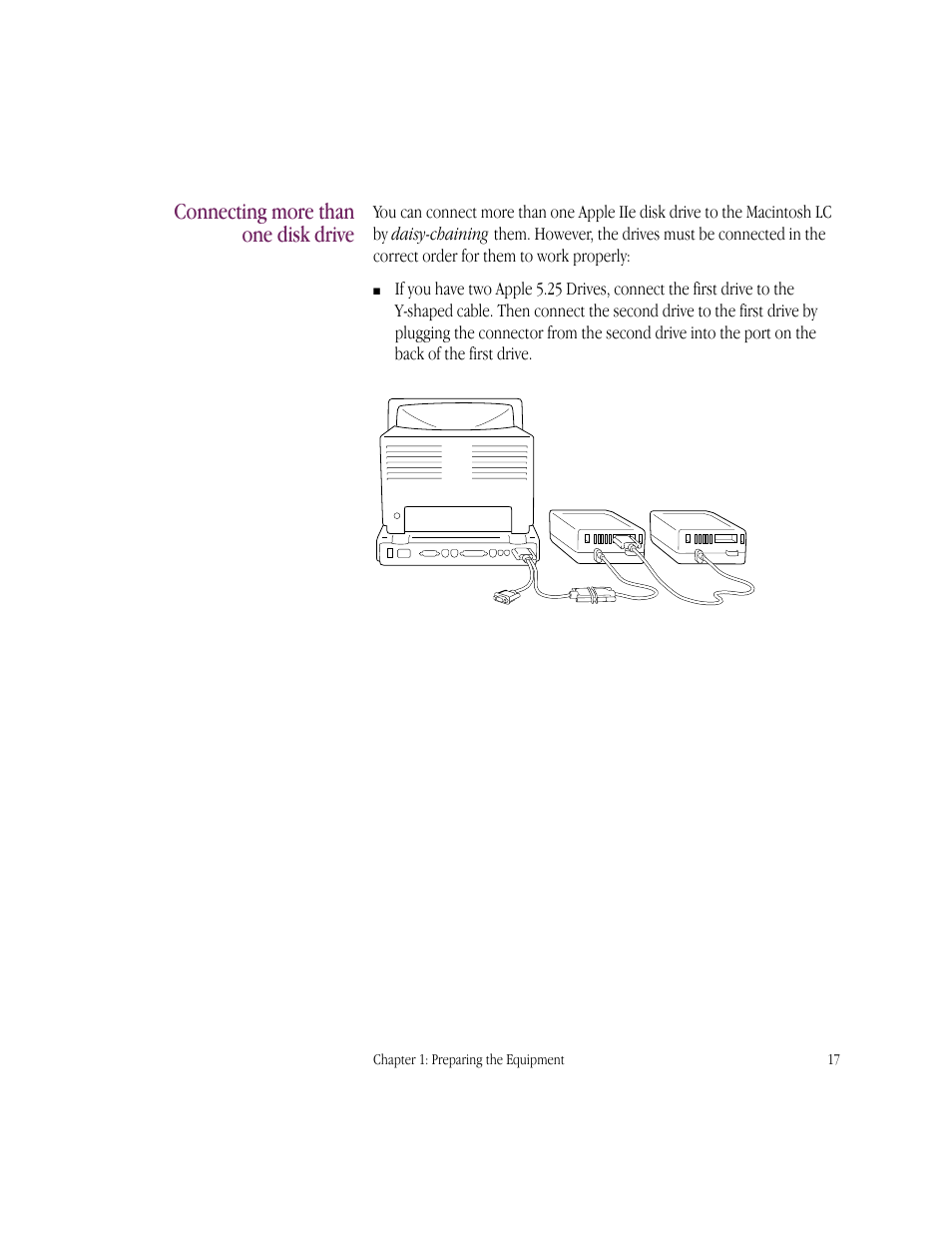 Connecting more than one disk drive | Apple IIe Card User Manual | Page 33 / 198