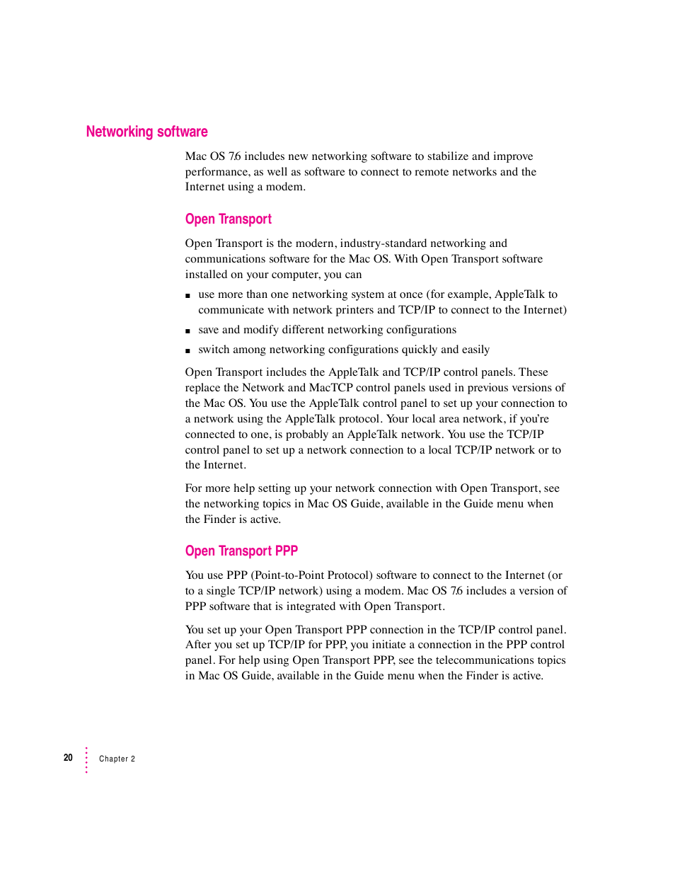 Networking software | Apple Mac OS 7.6 User Manual | Page 20 / 55