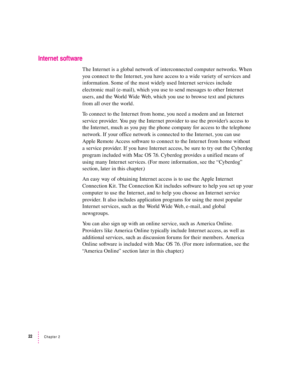 Internet software | Apple Mac OS 7.6 User Manual | Page 22 / 55