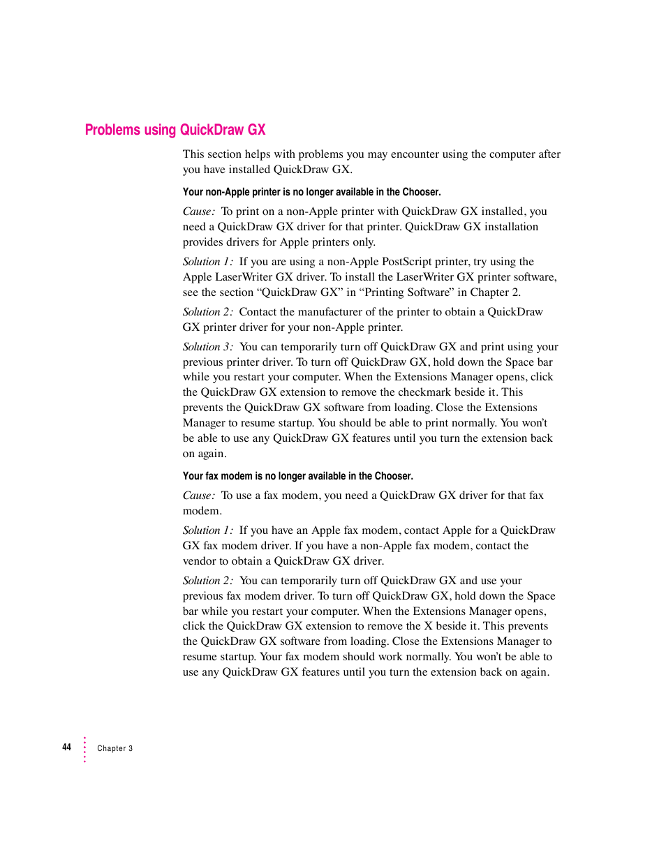 Problems using quickdraw gx | Apple Mac OS 7.6 User Manual | Page 44 / 55