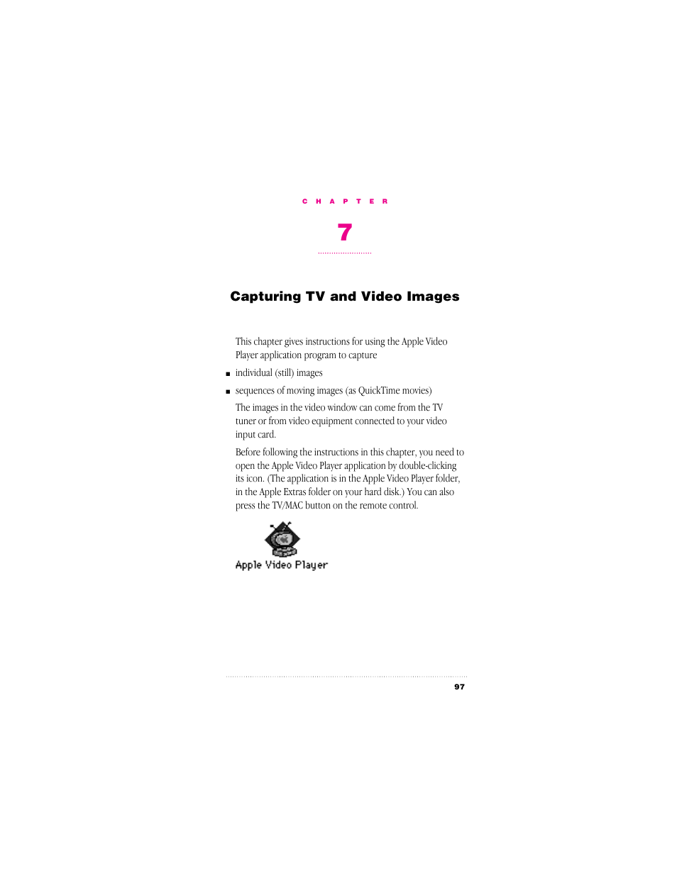 Capturing tv and video images | Apple  TV/FM Radio  System User Manual | Page 104 / 151
