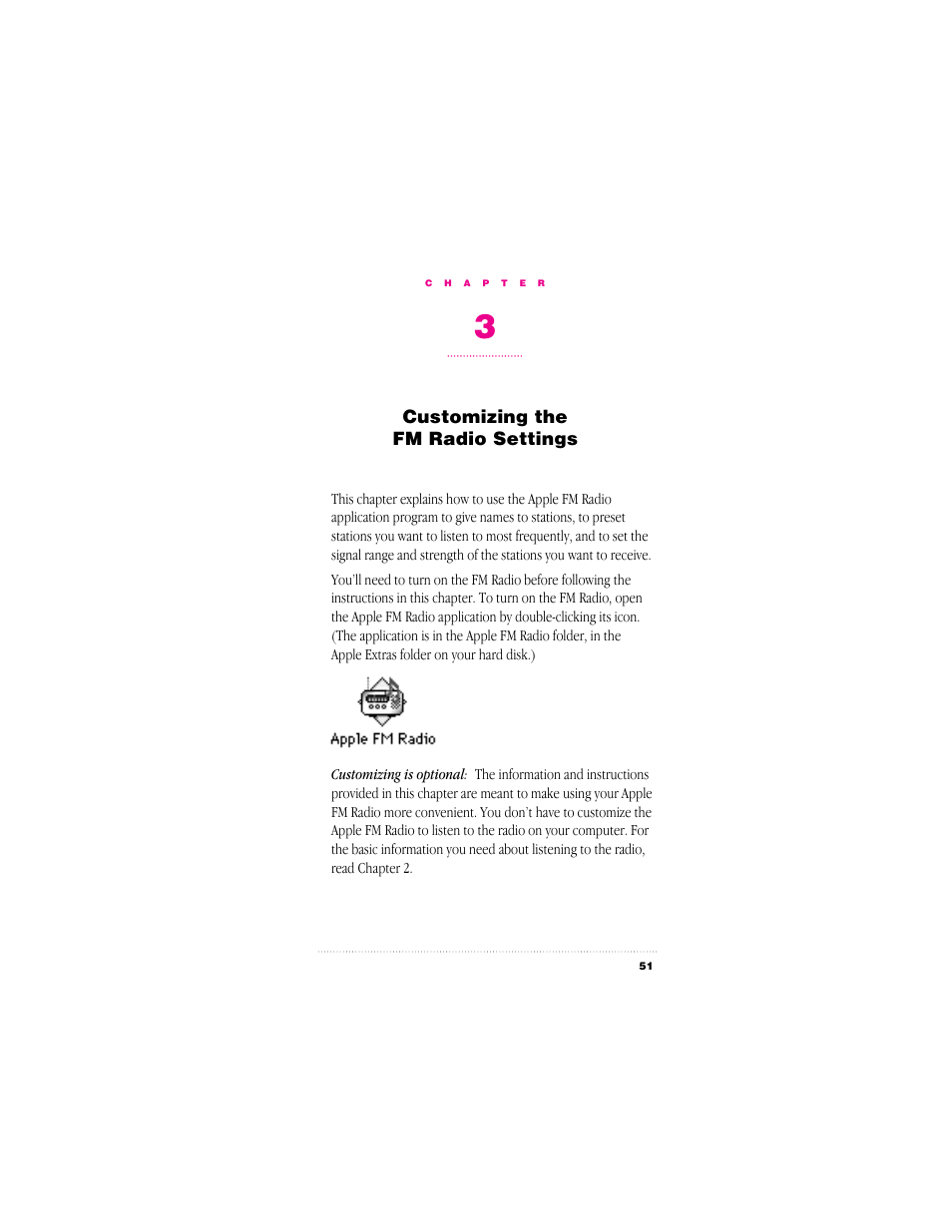 Customizing the fm radio settings | Apple  TV/FM Radio  System User Manual | Page 58 / 151