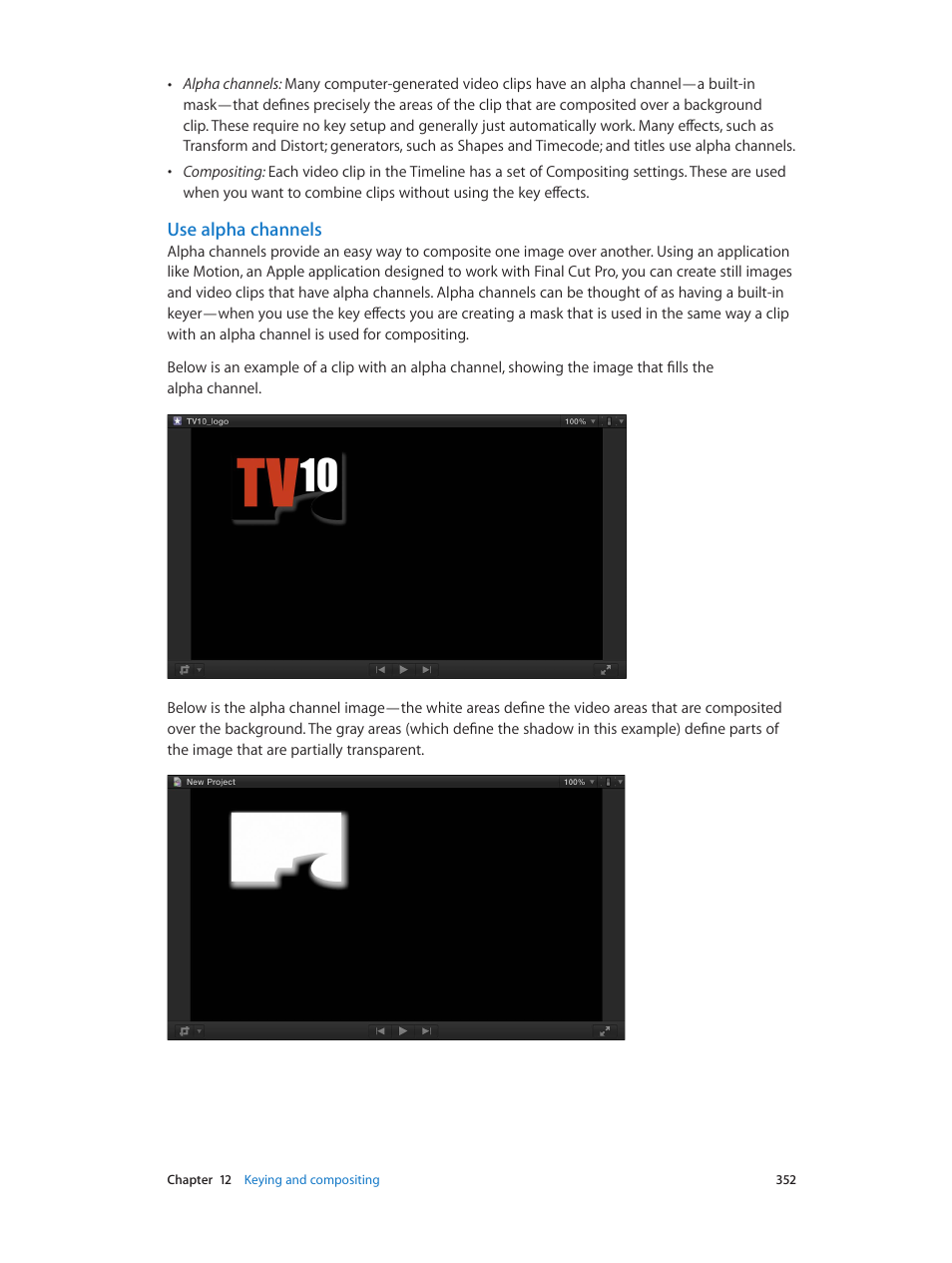 Use alpha channels | Apple Final Cut Pro X (10.0.9) User Manual | Page 352 / 476